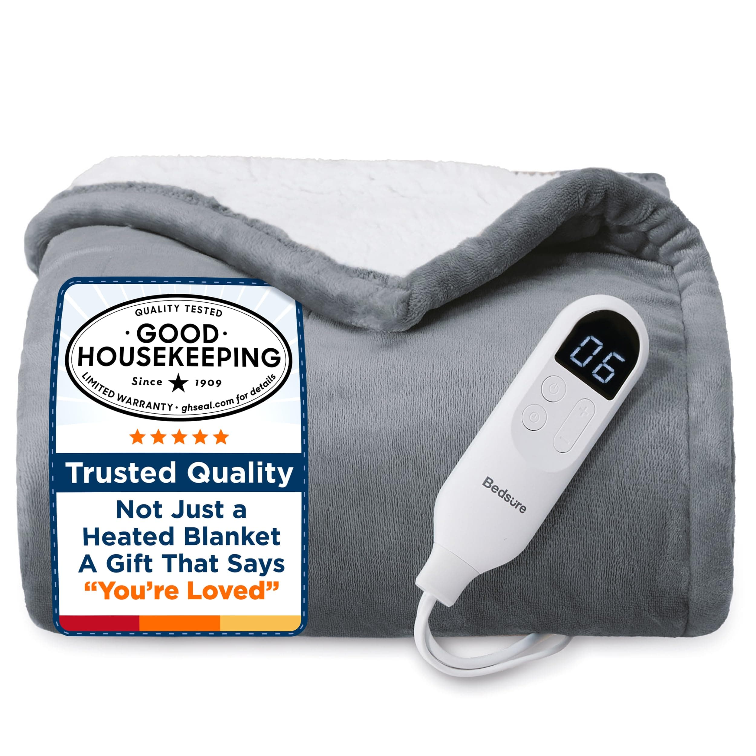 Bedsure Preheat Heated Throw, 50" x 60", Grey