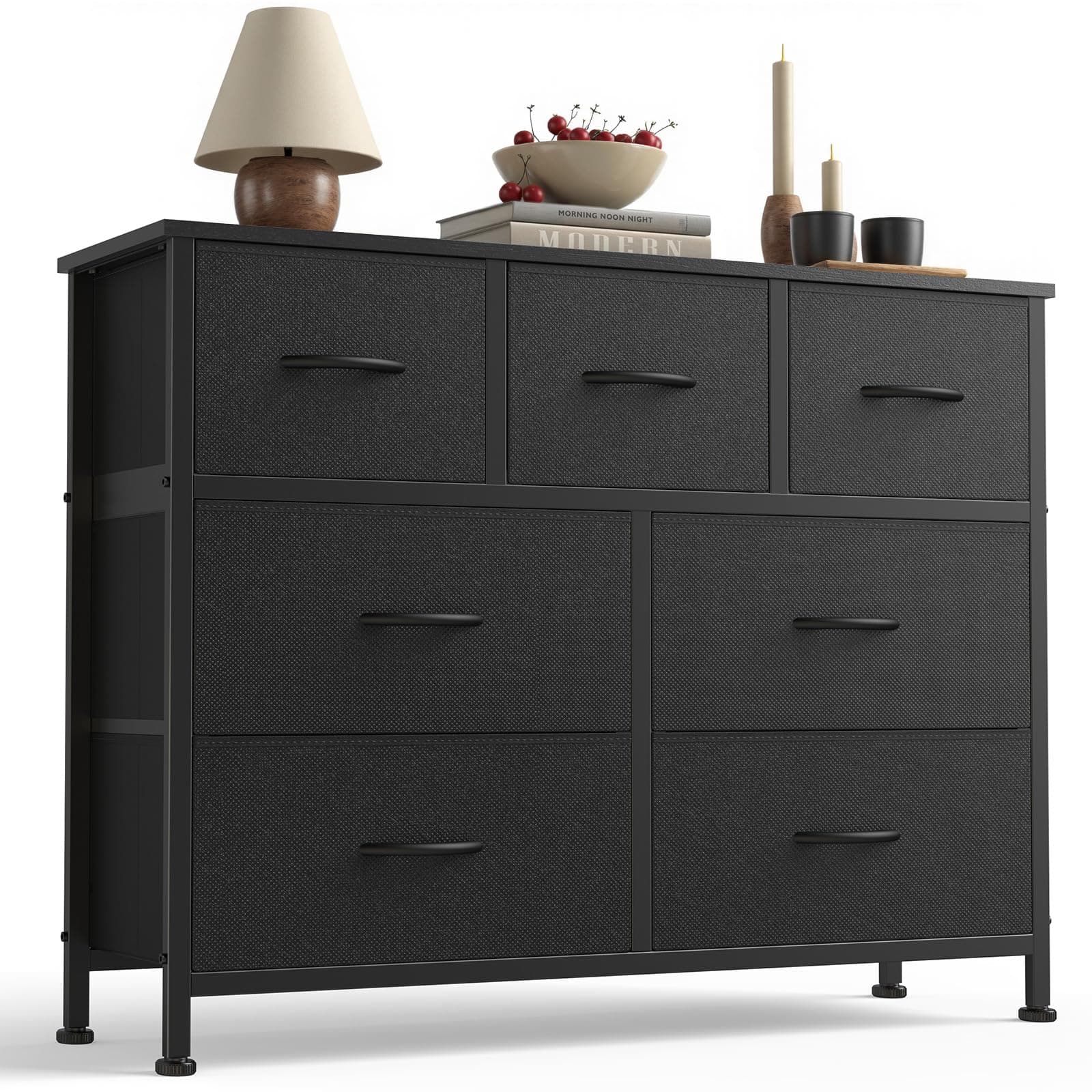Sweetcrispy 7-Drawer Fabric Dresser with Wood Top