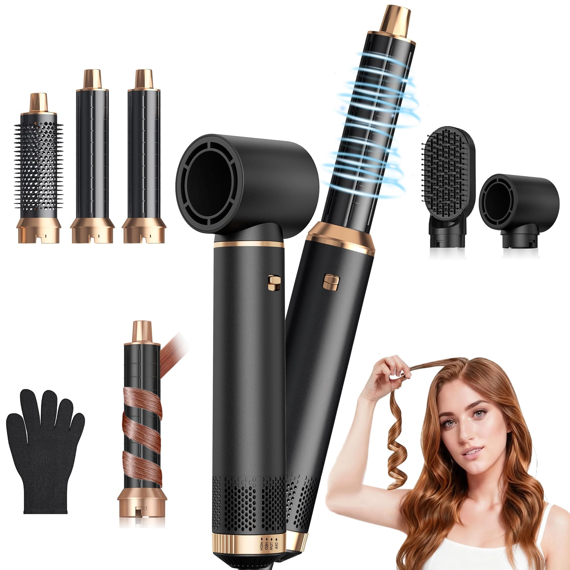 5-in-1 Blow Dryer Brush with Auto-Wrap Air Curlers